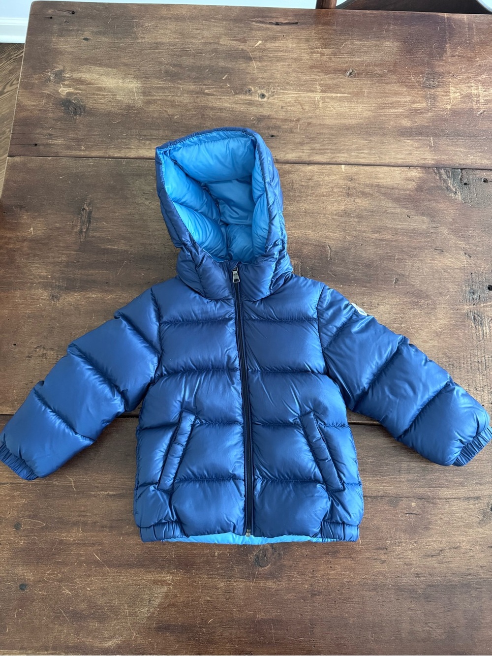 Moncler Kids Blue Hooded Puffer Jacket - Lightweight Warmth 18-24m